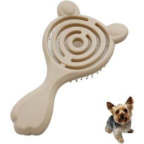 Cat-Ear Design Puppy Brush, Gentle Soft-Bristle Small Dogs Plastic Detangling Grooming Tool, Fit for Yorkie Shih Tzu Maltese Maltipoo (Light Pink)