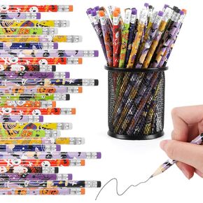 CCINEE 48 Pack Halloween Pencils for Kids,Assorted Design Pencils Bulk with Erasers for Halloween Party Supplies Goodie Fillers Trick or Treat Gift