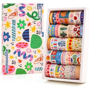 Emmoolife 35 Rolls Washi Tape Set ، أشرطة زخرفية ملونة قابلة للكتابة للازجاعة للرسائل الساخرة ومجلة الرصاصة ، مستلزمات Junk Journal ، فن مخطط DIY ، 5-30 مم عرض 9.84 قدمًا/لفة/لفة in Kuwait