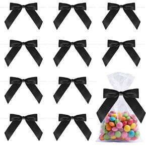 50 PCS Satin Ribbon Twist Tipt Bows Dick Bow Ribbon Bowknot for Gift Rapping Packages Party Favors Wedding (الوردي ، 3.5 بوصة)