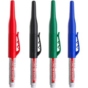 Long Head Deep Hole Marker, 20mm/30mm/45mm head deep hole marker 2025 Upgrade, Permanent, Quick-dry, Waterproof Long Nib, Colorful Carpenter Deep Reach Markers, 4 Color Set (32MM LONG HEAD)