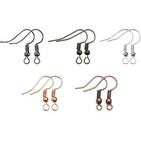 200pcs حلق السنانير Hypoallergenic 20 * 17mm السرب السنانير الأذن مع الكرة واللفه برونزي الخطاف الأذن الحمر حمراء حمراء الأسلحة لتكوين المجوهرات DIY