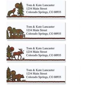 Country Lodge Address Labels Personalized Return Address Labels- Set of 144, Large Self-Adhesive, Flat-Sheet Labels, By Colorful Images (4 designs)