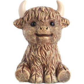 SOBEIT Highland Cow Piggy Bank, Ceramic Piggy Bank, Cute Coin Bank Money Bank for Kids Girls Boys, for Birthdays Baby Showers Keepsake Nursery Décor(5.7" Lx4.92 Wx7.87 H)