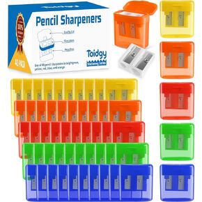 80 PCS 2 Holes Multicolored Small Manual Pencil Sharpener with Lid, Back to School Supplies for Kids School