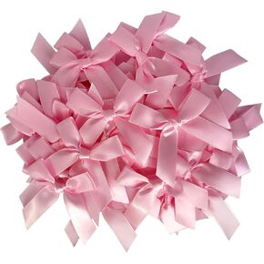 50 PCS أقواس الشريط الوردي ، أقواس نسيج صقيل 2.8 بوصة ، أقواس صغيرة للهدية زينة حفل زفاف التغليف (الوردي)