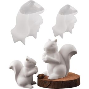 2Pcs Squirrel Resin Molds, 3D Animal Silicone Epoxy Moulds, Lifelike Large Animal Silicone Molds for Resin Casting, DIY Craft, Home Office Cabinets Wall Desktop Decor
