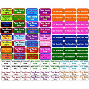 Personalized Waterproof Name Labels. Press and Stick Custom Name Stick on Clothing Labels. Customized Up to 3 Lines Permanent Self Adhesive. Great for Camp & Daycare