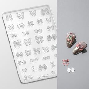 Nail Art Silicone Mold - Butterfly Stars Moon Decoration for 3D Carving Templates, Precise Embossed Pattern Tools, Charms for Acrylic DIY Craft