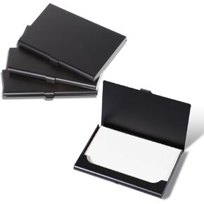 Slim Business Card Case, 4 Pack Metal Business Card Holder Professional Busineses Holder Case Pocket Metal Cases Purse Name Cards Holders Credit Cards Organizer with Buckle Style Shut for Men Women
