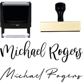 Custom Name Signature Stamp - 10 Font Options Self-Inking 1 or 2 Line Stamper with Personalized Script Calligraphy Thank You Handmade Stamp (1 Line)