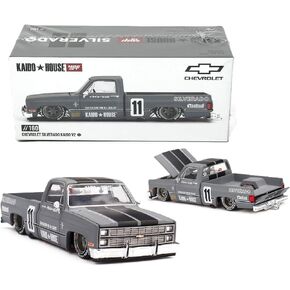Diecast Model Car متوافق مع Kaido House X Mini GT 1:64 Chevrolet Silverado Kaido V2 Gray Limited Edition KHMG160