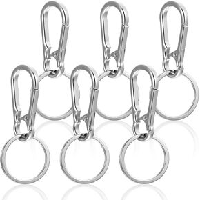 6 Pack Dog Tag Clip for Collar, Durable Rabies Tag Holder for Dog Collar, Stainless Steel Dog Tag Clips, Secure Pet Tag Holder for Pet Collar, Easy Change Dog Tag Clip, Silver