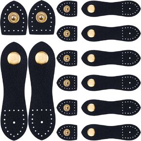 8 Sets Leather Snap Buckle Closures, Sew On Leather Tab Buckles Fasteners, Crafting Supplies for Purses Wallets Jacket