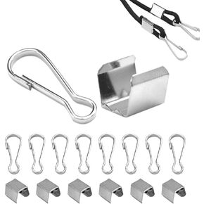 100pcs Metal Crimp Sleeves Stopper Clip & 100pcs Metal Lanyard Hook Snap for DIY Adjustable Neck Lanyard Strap ID Holder Safety Rest Ear Holder Rope Hang On Neck String Dropship