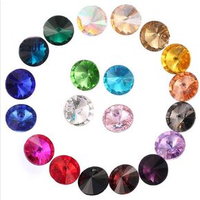 ChangJin 100PCS Mixed Colors Point Back Crystals Rhinestone Rivoli Fancy Glass Stones (Various Sizes) (12MM(100PCS))