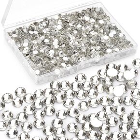 Crystal Rhinestones Glass Gems for Craft and Nail Art, Round Flat Back Bedazzling Diamond Stones Jewels Need Glue Fix, CrystalAB 4.6-4.8mm(SS20) 1440pcs