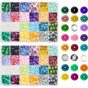 43200 PCS ترتر فضفاضة كبيرة 5 ملم قوس قزح رينج راكنز كوب كوب مختلطة الألوان الحرف الترتر مع الثقوب للحرف اليدوية ، والخياطة ، والوحل ، وعروض الزفاف ، وفنون عيد الميلاد DIY