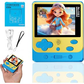 Handheld Game Console for Kids Adults,319+Games in Hand held Games for Kids Ages,Electronic Games for Kids 2.5" Color Screen Rechargeable,Boys Girls Travel Electronics Toys Birthday Xmas Gift Blue