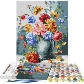 Kalysky Paint by Numbers Kit for Adults, Flower Vase on 16"W x 20"L Canvas for Painting,Thick Acrylic Paint by Numbers for Adults Beginner,DIY Art Craft for Home Decor,Relaxation and Gifts(No Frame)