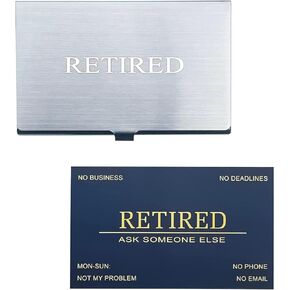 RXBC2011 Retired Business Cards Funny Retirement Gift Pack of 50 Card/With Stainless Steel Case Navy Card