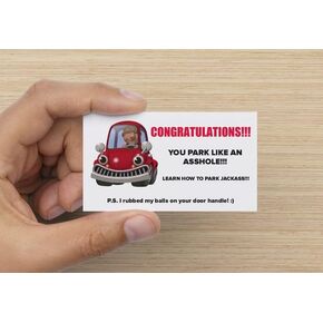 50 Cards - Funny Bad Parking Prank Revenge Practical Joke Card, Congratulations, You Park Like an Asshole, Learn How to Park Jackass, Standard Business Card Size