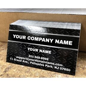 Custom Premium Business Cards, Available 100,250,500,1000pc, Full color 2sides - Black Metal Panel, 16pt (350gsm-Thick paper), Made in The USA