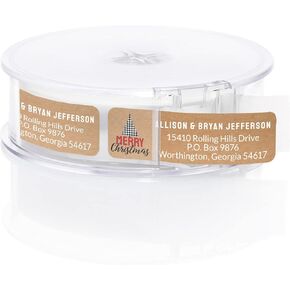 White Forest Trees Rolled Address Labels/Roll of 250 Botanical Personalized Address Labels/Designer Return Address Stickers in Elegant Plastic Dispenser