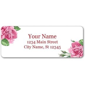 Personalized Return Address Labels - Red Roses - Self Adhesive Stickers (60-1020 Full Color Labels) M2