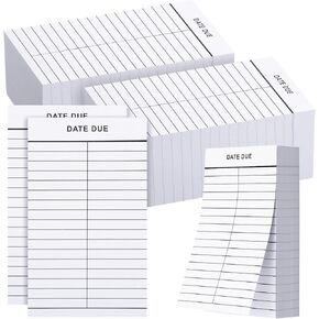 Faccito 500 PCS Peel and Stick Date Prips ، بطاقات تاريخ استحقاق المكتبة 3 × 5 بوصات جيوب بطاقة المكتبة للدفاع عن الكتب لوازم الحضانة المدرسية ، عمودان