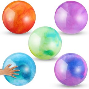5 PCS Inflatable Playground Balls 18 Inch Kickball Dodge Ball Fun Bouncy Balls Bouncing Sensory Playballs with Hand Air Pump for Play Park Backyard Party Games Indoor & Outdoor