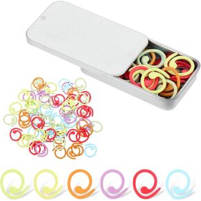 60 PCS Metal Stitch Markers Crochet Stitch Rings Spiral Knitting Markers Rings Colorful Markers Stitch Crochet Locking Markers with Storage Box for DIY Craft Project Knitting and Crocheting