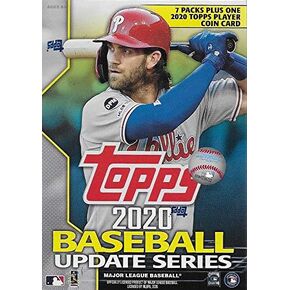 2020 Topps تداول وتحديث سلسلة البيسبول صندوق مكبر للبيسبول غير مفتوح من الحزم مع 99 بطاقة بما في ذلك بطاقة عملة واحدة حصرية وتوقيعات الناشئين المحتملة وبطاقات جيرسي