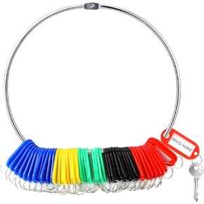 Portable Key Organizer 8 inch Janitor Ring with 50 Label Tags for Company Office Home Janitor Hotel Apartments Multiple Keys Management