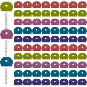 Blulu 80 Pcs Key Color Covers Plastic Colored Key Covers Caps Cute Identifier Protector Caps for Standard Flat House Keys Organization(Rainbow Colors)
