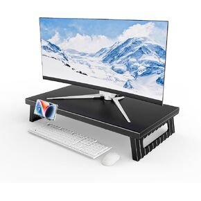 All-Metal Foldable Monitor Stand, 80kg Load Ergonomic Desk Riser, 21-Inch Space-Saving Collapsible Design, Detachable Phone Holder, Anti-Slip Base for Stable Home Office Setup
