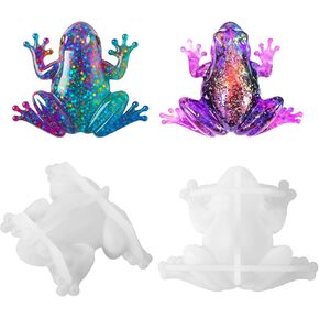 2 Pcs Frog Resin Mold, DIY 3D Frog Silicone Mold Animal Silicone Molds 3D Lifelike Molds for DIY Crafts Resin Casting Home Office Cabinets Halloween Wall Desktop Decor Accessories