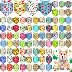 Sanwuta 72 Pcs Summer Pet Bandanas Bulk Dog Bandanas Bibs Adjustable Triangle Dog Scarves Neckerchief for Small Medium Large Pet Grooming Costume Accessories