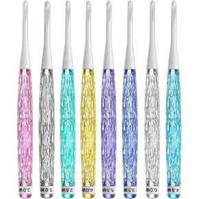 MOTOFITOOL 8PCS Inline Crochet Hooks Set Crochet Needles for Crocheting Yarn, 2.5mm-6mm Crochet Hooks, Ideal for Beginners and Arthritic Hands, Cute Macaroon Colors, Gift for Knitters