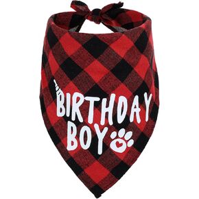 Birthday Boy Dog Bandana, Birthday Bandana for Large Dog, Long 71cm/27.95In Triangle Bibs for Multi Sizes Dogs, Boy Bandanas for Small Medium Large Dogs Pets Cats