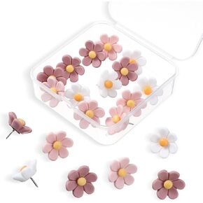20 Pcs Flower Push Pins, 3 Colors Cute Thumb Tacks for Bulletin Board, Decorative Push Pins for Bulletin Board, Cork Boards, Photo, Feature Wall, Office or Home Hanging Photo