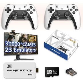 Upgrade Wireless Retro Game Console Stick, Nostalgia Gaming Stick, Plug & Play TV Video Gaming Stick with 128G & 30000+ Games, 4K HDMI Output,2.4G Wireless Controllers (128g(30000 Games))