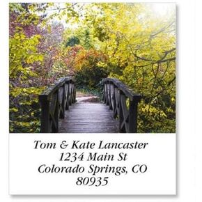 Bridge in Forest Square Return Address Labels - Set of 144 1-1/8" x 2-1/4" Self-Adhesive, Flat-Sheet labels