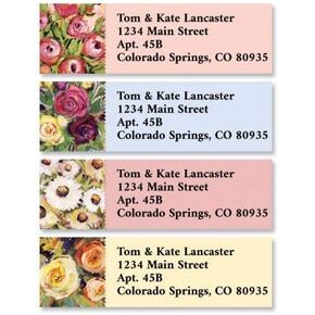 Floral Painting Personalized Return Address Labels Set of 240, Small Self-Adhesive, Flat-Sheet Labels (4 Designs), by Colorful Images