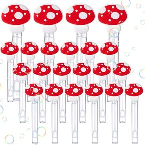 24 Pcs Mushroom Bubble Wands Bulk Mini Mushroom Party Favors Cute Fairy Bubble Wands Birthday Toys for Gifts Classroom Awards Goodie Bags Filler Party Supplies