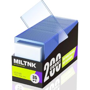 200 Pack Card Sleeves Toploaders, Hard Plastic Top Loaders, Baseball Sports Trading PKM Card Holder Protectors (100 Toploaders + 100 Sleeves)