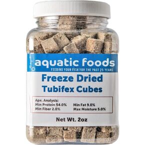 Aquatic Foods Inc. Tubifex Worms-Freeze Dried Floating Tubifex Worm Cubes for All Tropical Fish, Marine Fish, Discus, Cichlids, Koi & Pond Fish, Turtles…2oz Small Jar in Saudi Arabia