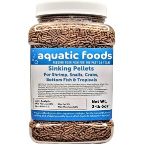 Aquatic Foods Inc. Shrimp Pellets, 40% Protein Sinking Pellets, 1/16" x 3/8" Pellets for Shrimp, Snails, Crabs, Catfish, Plecos for All Tropical Fish, Pellets by Zeigler..12oz Small Jar