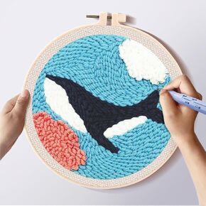 Perycomly Punch Needle Kit for Adults Beginner, Sunflower DIY Punch Needle Embroidery Kit with Hoop, Instruction & Complete Sets, Great Home Deocr Gift - 20x20 cm
