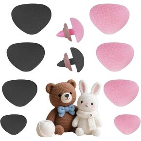 80 Pcs Safety Noses for Amigurumi, Plastic Safety Noses for Crochet Animals, Pink Black with Washers Stuffed Animals Set for Amigurumi Craft Projects, Plush Toy & Crochet Doll Accessories